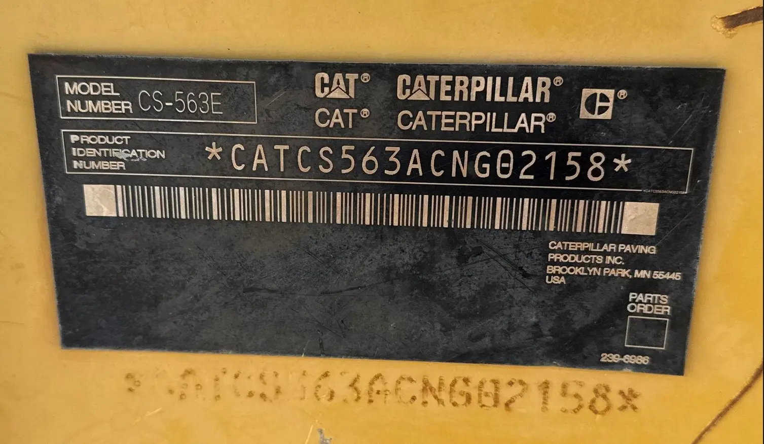 2007 Caterpillar CS563 single drum vibratory roller