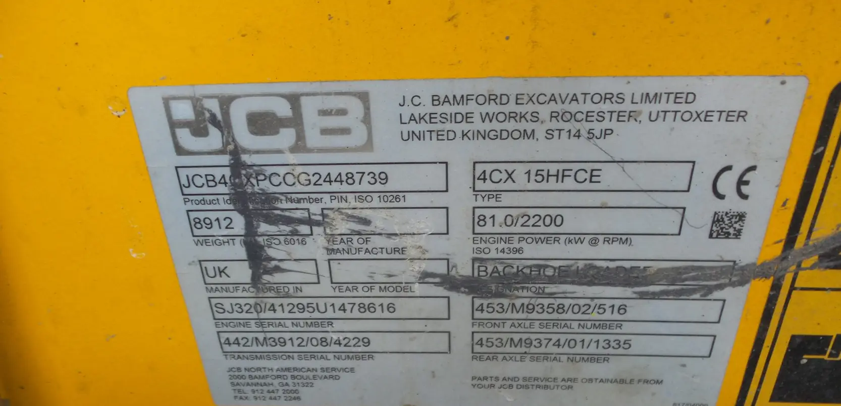 2016 JCB 4CX backhoe