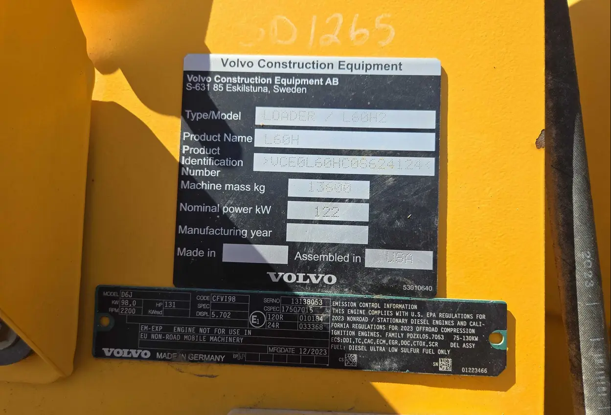 2024 Volvo L60H wheel loader