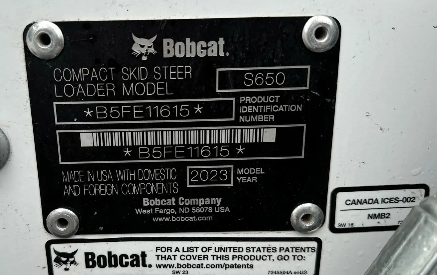 2023 Bobcat S650 skid steer loader
