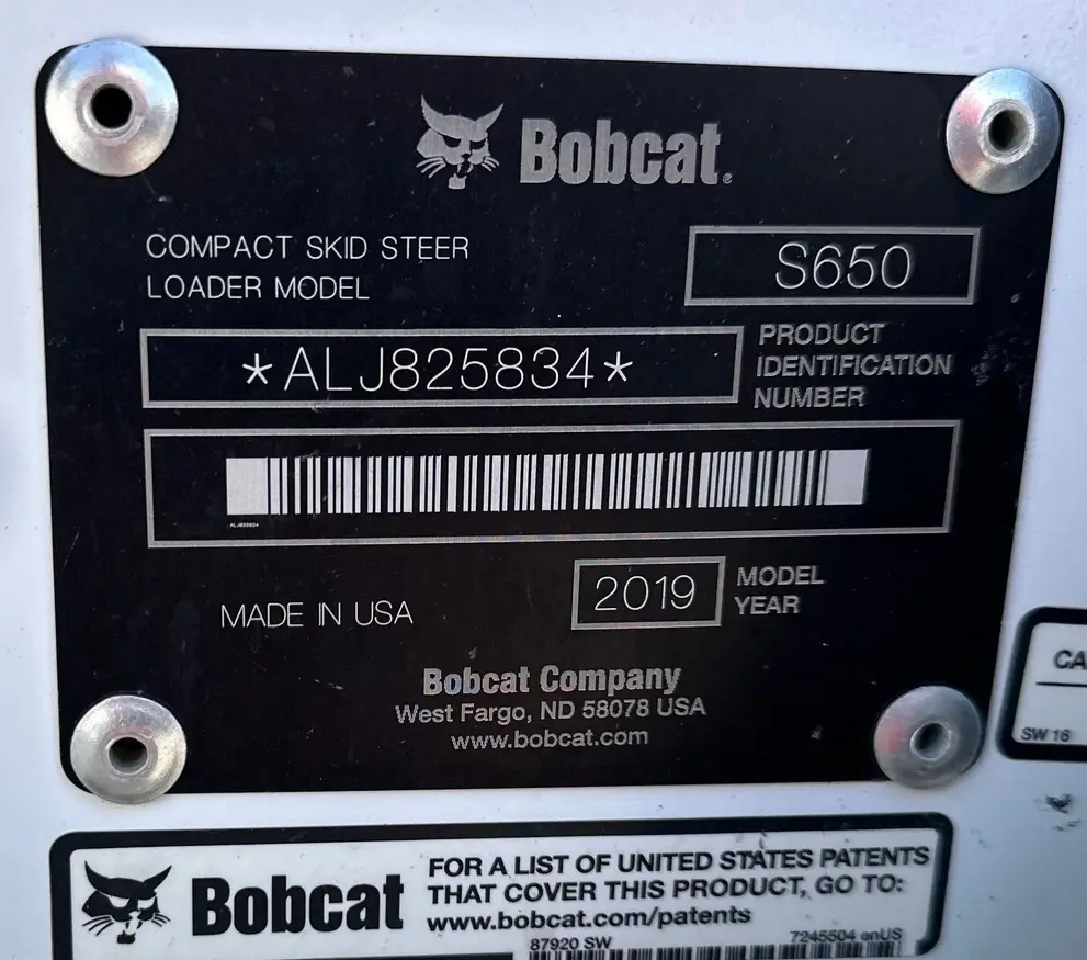 2019 Bobcat S650 skid steer loader