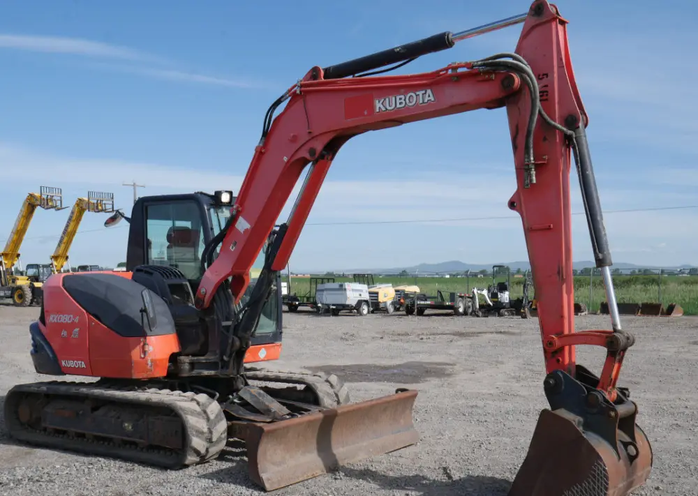 2016 Kubota KX080-4 Hydraulic Mini Excavator Cab Heat A/C Aux Hyd Blade