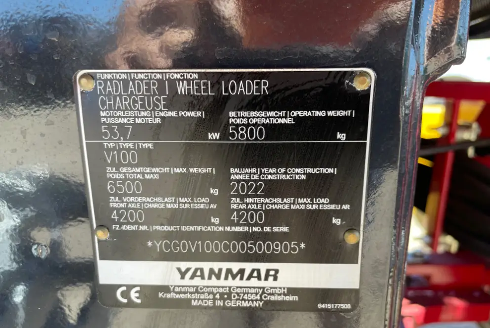 2022 Yanmar V100 Wheel Loader Cab 1 Yard Bucket Diesel NEW