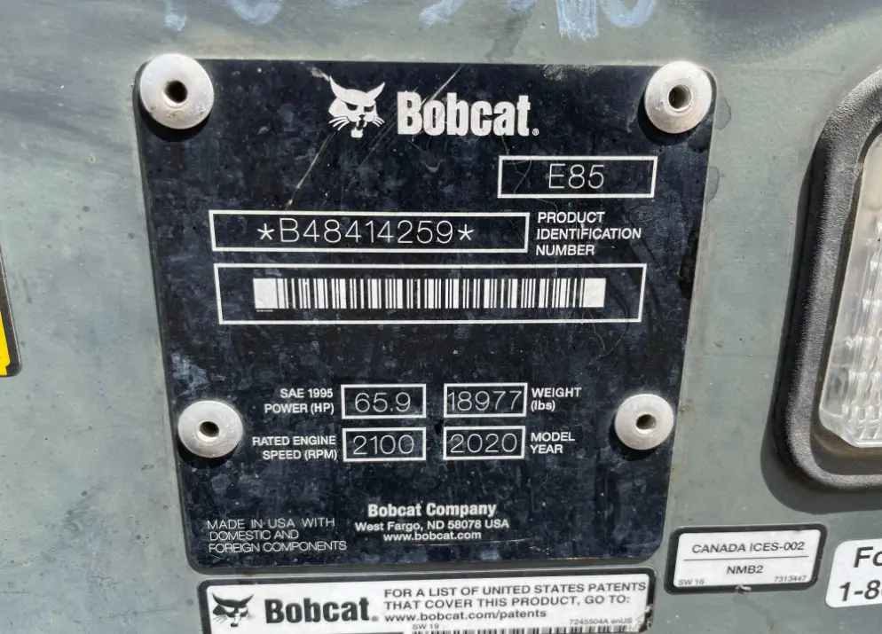 2020 Bobcat E85 Mini Excavator A/C Cab Hydraulic Thumb Aux Q/C bidadoo