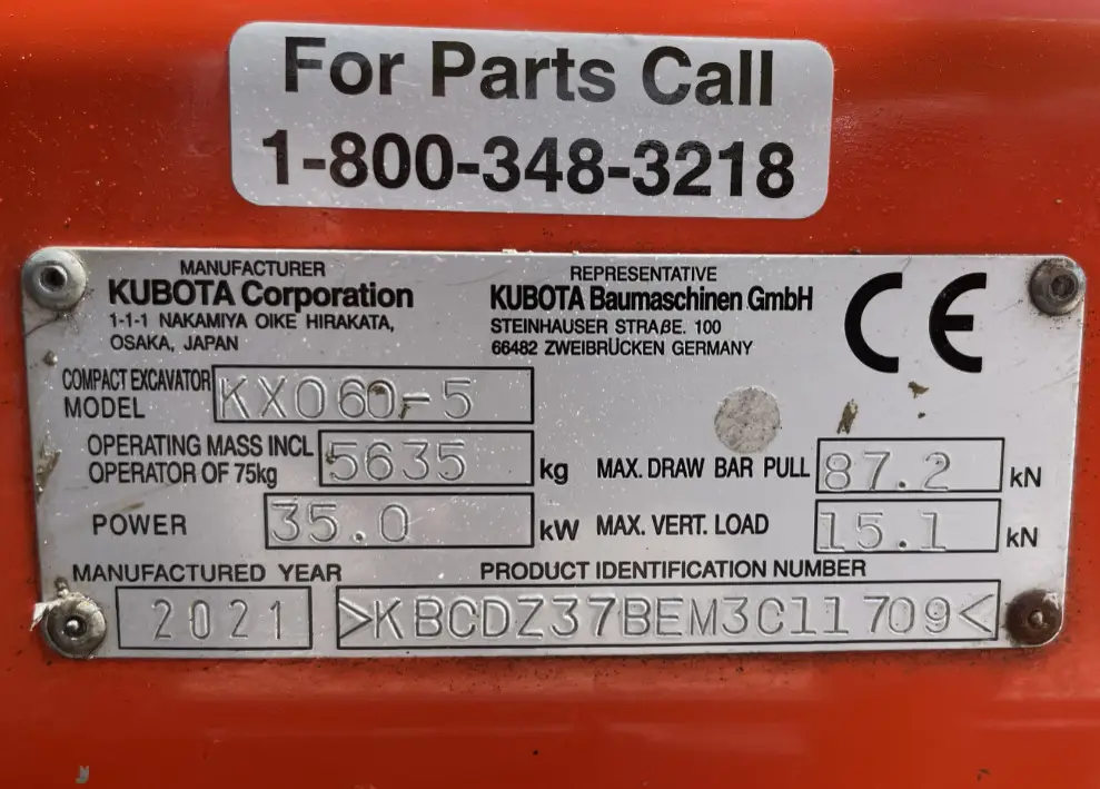 2021 Kubota KX060-5 Mini Excavator Rubber Tracks Cab Backhoe Blade 2-spd