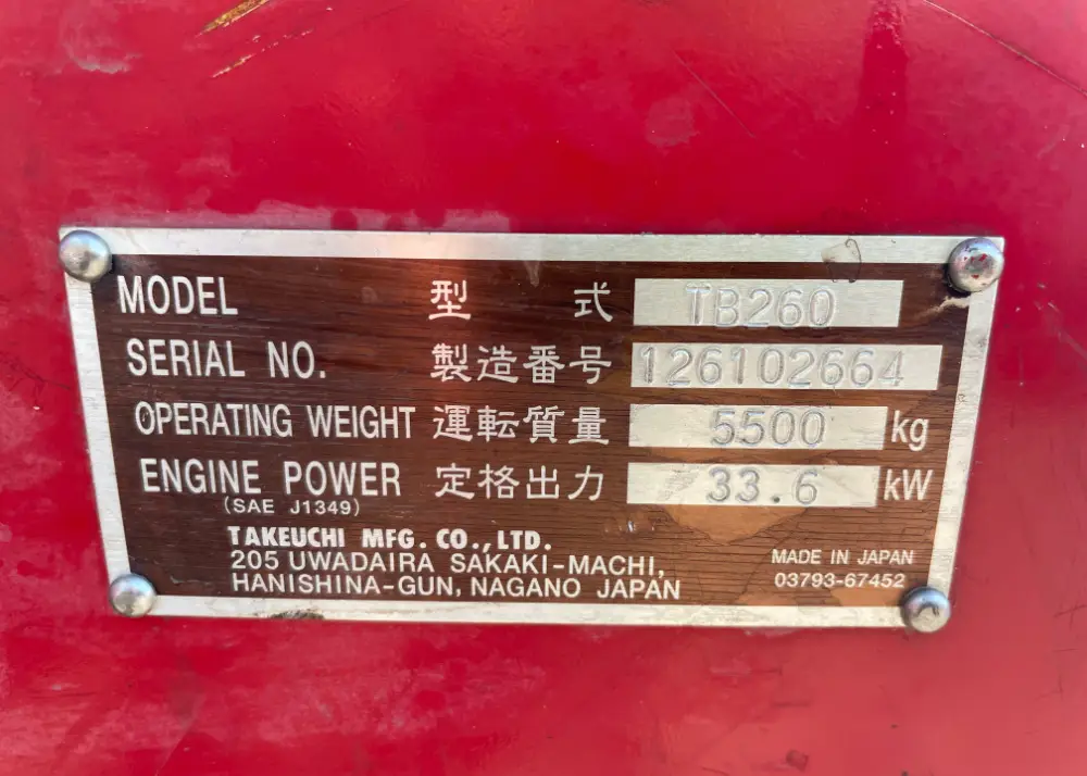 2017 Takeuchi TB260 Mini Excavator Rubber Tracks Backhoe Thumb Diesel