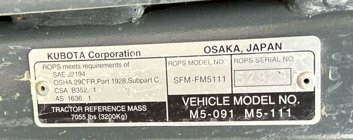 2022 Kubota M5 111D MFWD tractor