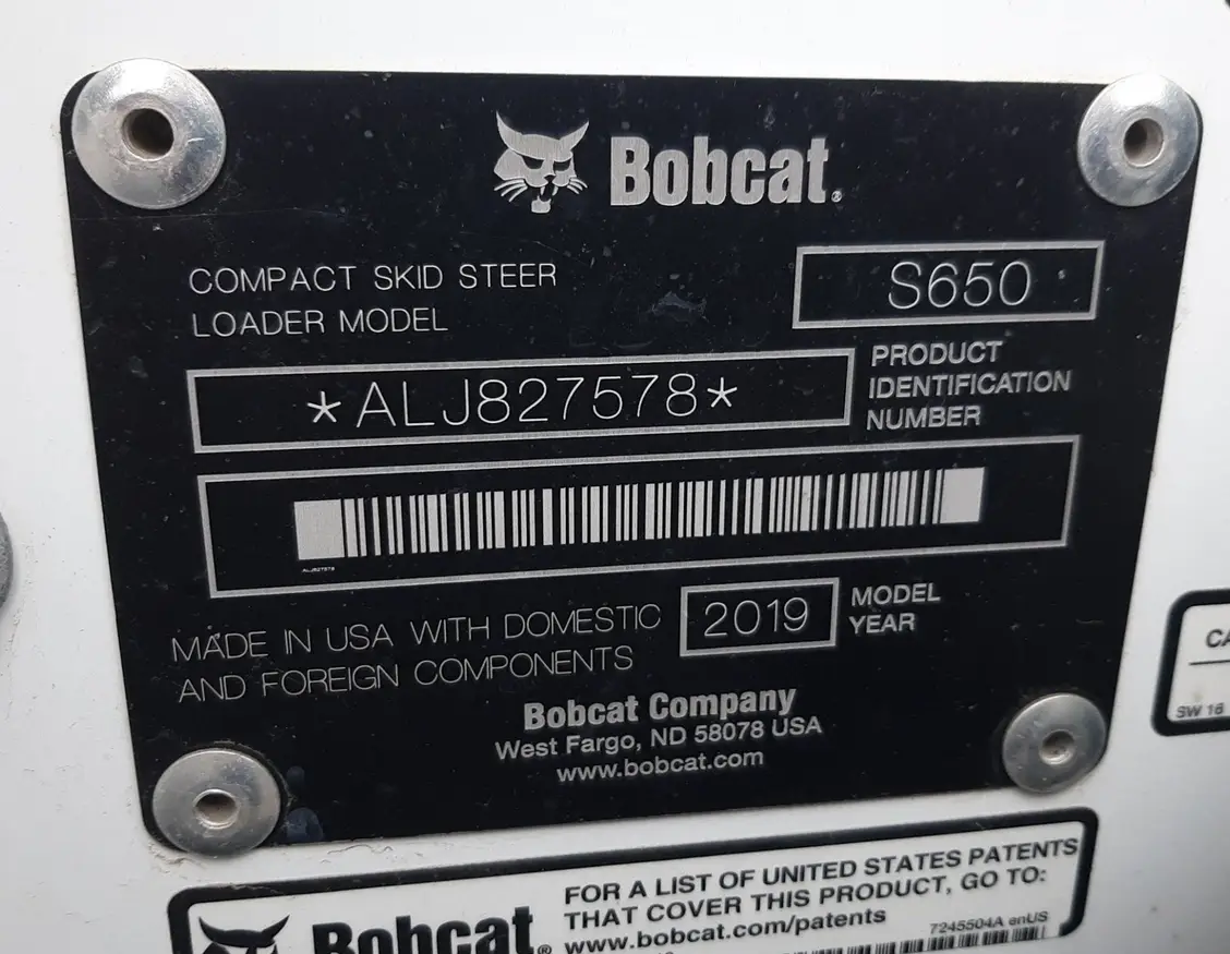2019 Bobcat S650 skid steer loader