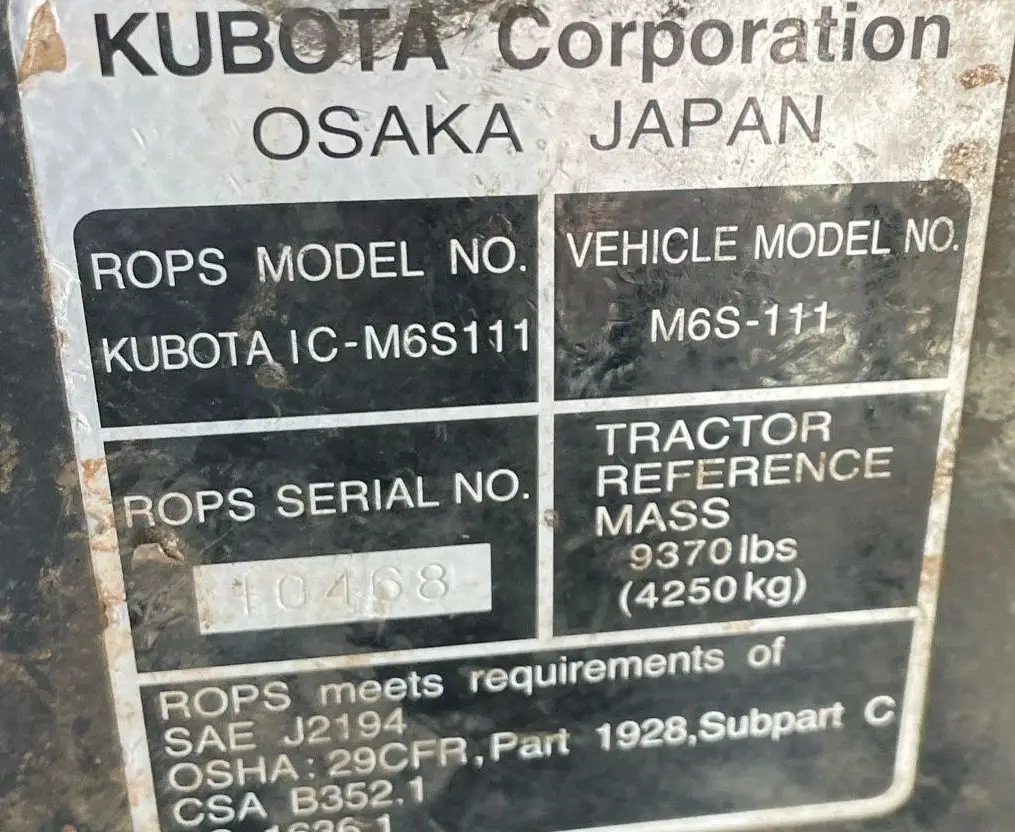 2021 Kubota M6S-111SHDC MFWD tractor