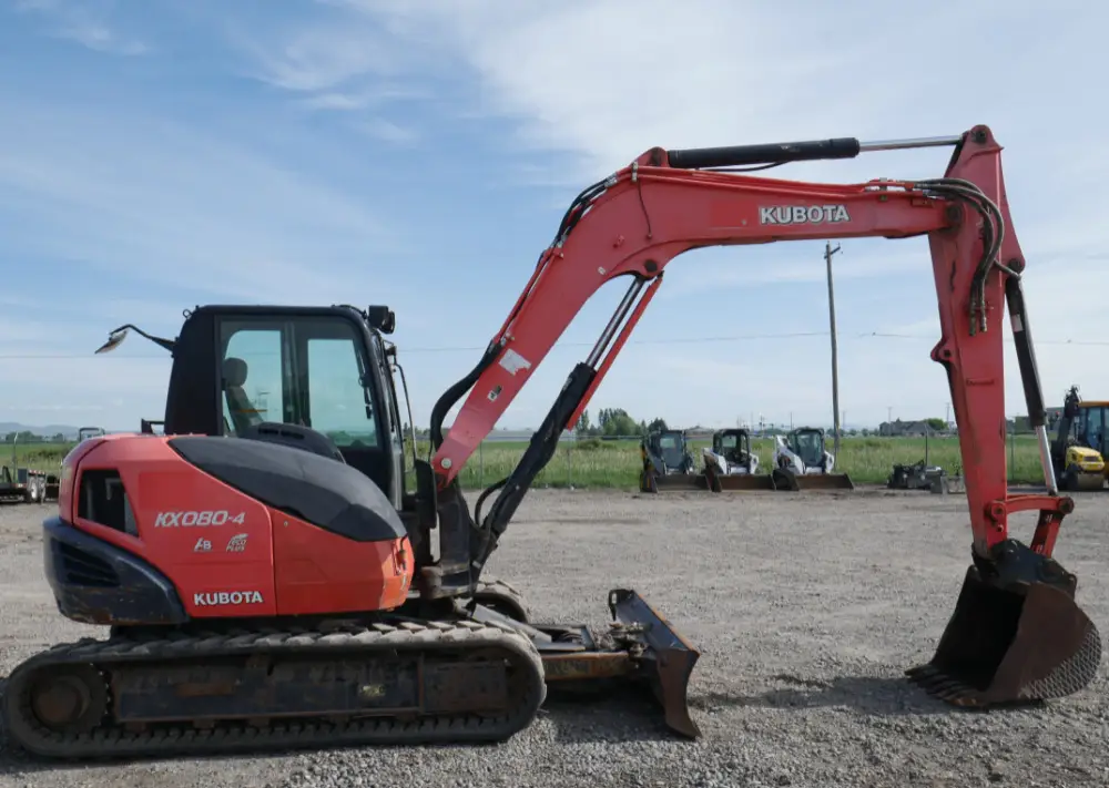 2016 Kubota KX080-4 Hydraulic Mini Excavator Cab Heat A/C Aux Hyd Blade