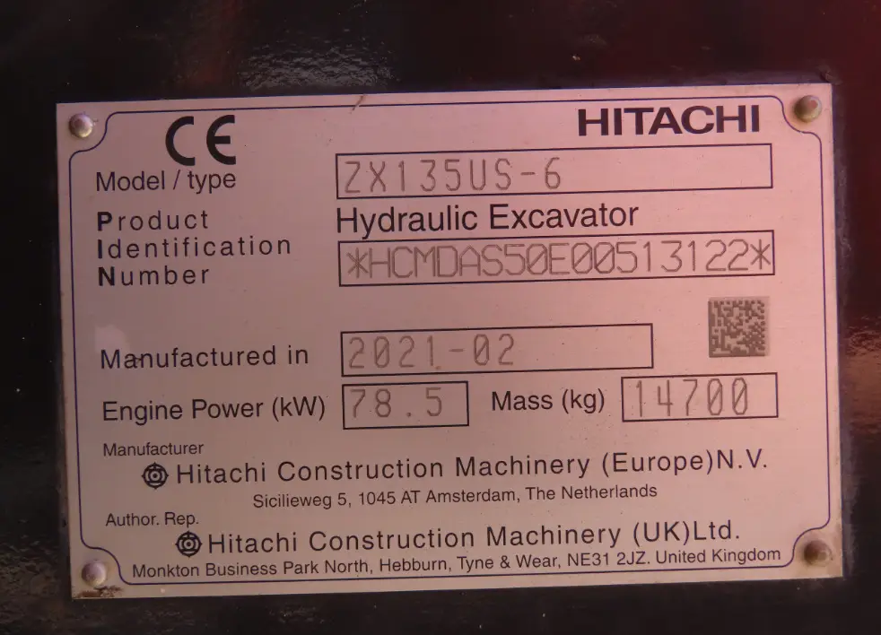 2021 Hitachi ZX135US-6 Excavator Hyd Q/C Aux Hyd Enclosed Cab A/C Izuzu