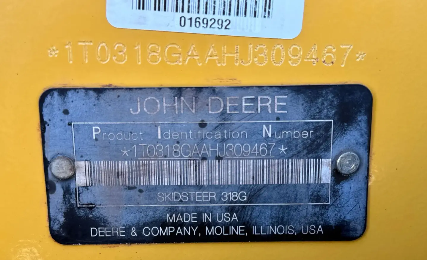 2017 John Deere 318G skid steer loader